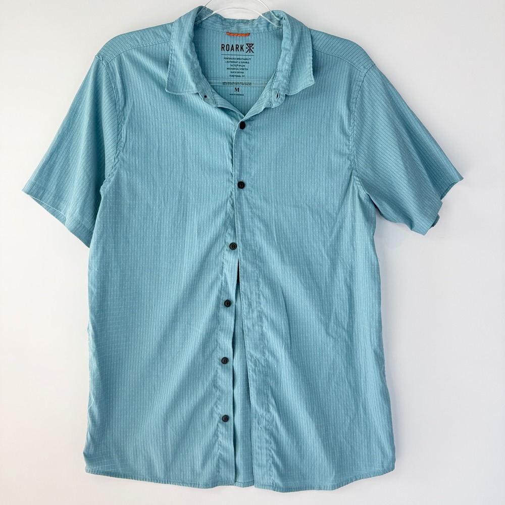 Roark Bless Up Shirt Mens Medium Dusty Green Short Sleeve Stretch RW534